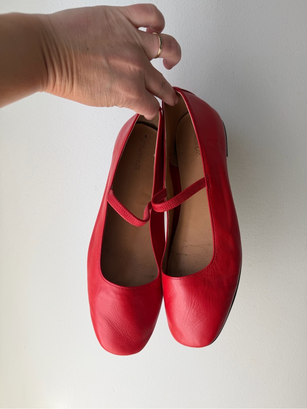 Madewell Red Mary Jane Leather Flats
